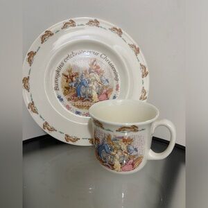 Royal Doulton Bunnykins Christening Plate English Fine Bone China Vintage 1990's